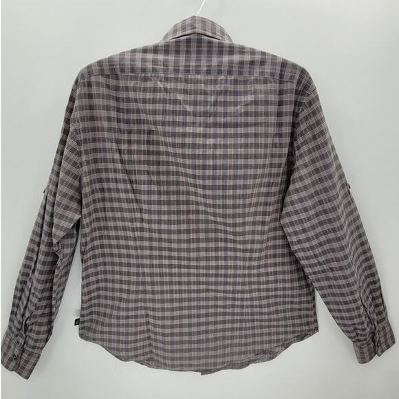 John Varvatos Star Gray Plaid Long Sleeve Button Up Mens Grunge Shirt siz Medium - Picture 3 of 14